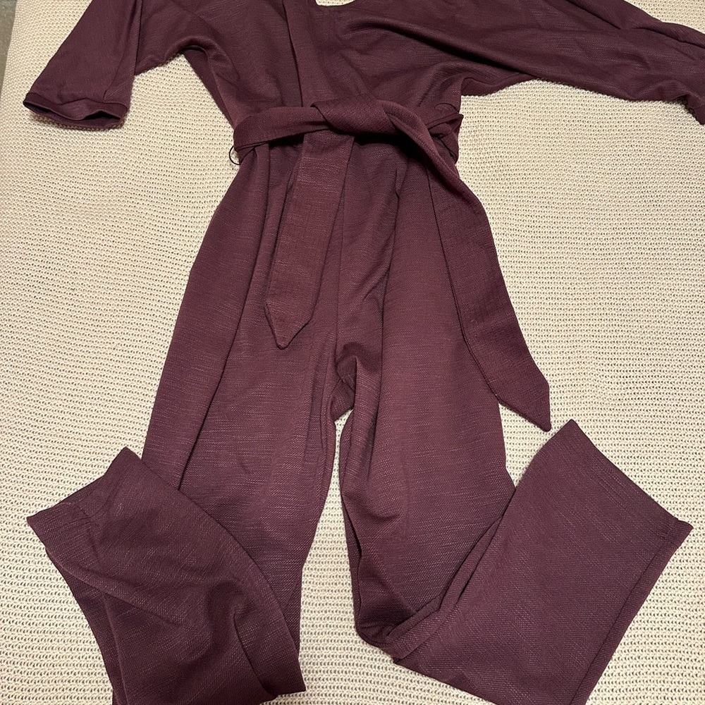 Stylish anthropology Purple Jumpsuit with Belt, size S